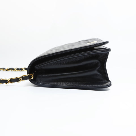 CHANEL No. 4 1996-1997 Matelasse Push Lock Lambskin Full Flap Shoulder Bag black WS23481