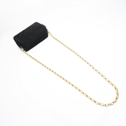 CHANEL No. 2 1991-1994 Suede COCO Mark Tassel Camera Shoulder Bag black WS23482