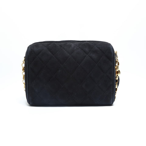 CHANEL No. 2 1991-1994 Suede COCO Mark Tassel Camera Shoulder Bag black WS23482