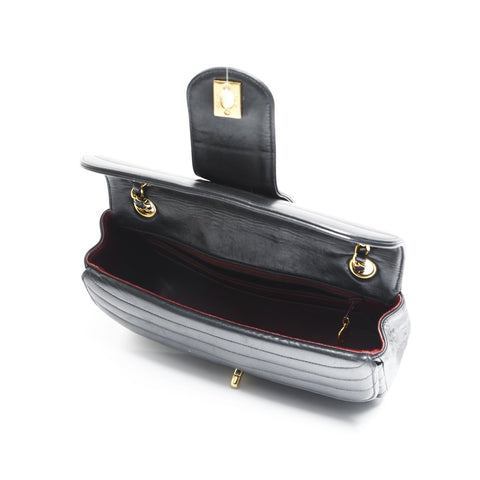 CHANEL No. 2 1991-1994 Lambskin Turnlock Mademoiselle Shoulder Bag black WS23483