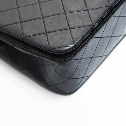 CHANEL No. 1 1989-1991 Full Flap Lambskin Matelasse Chain Shoulder Bag black WS23484