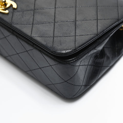 CHANEL No. 1 1989-1991 Full Flap Lambskin Matelasse Chain Shoulder Bag black WS23484
