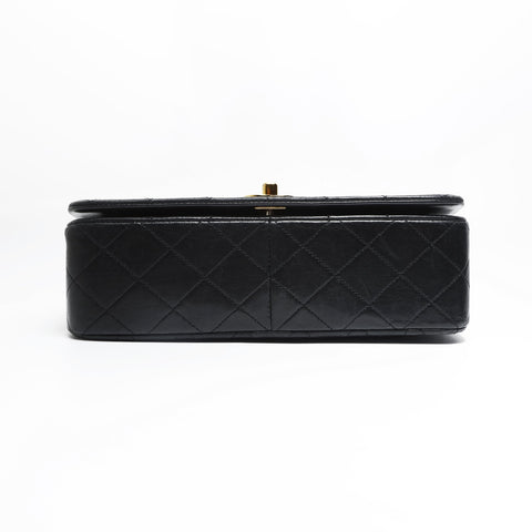 CHANEL No. 1 1989-1991 Full Flap Lambskin Matelasse Chain Shoulder Bag black WS23484