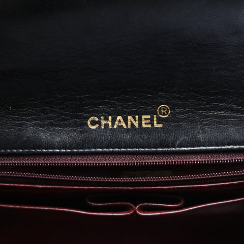 CHANEL No. 1 1989-1991 Full Flap Lambskin Matelasse Chain Shoulder Bag black WS23484