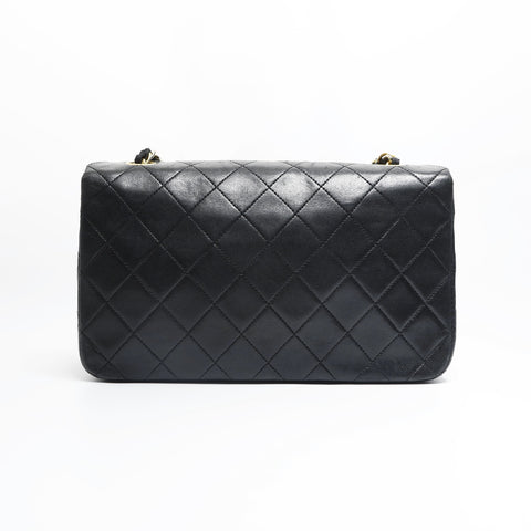 CHANEL No. 1 1989-1991 Full Flap Lambskin Matelasse Chain Shoulder Bag black WS23484