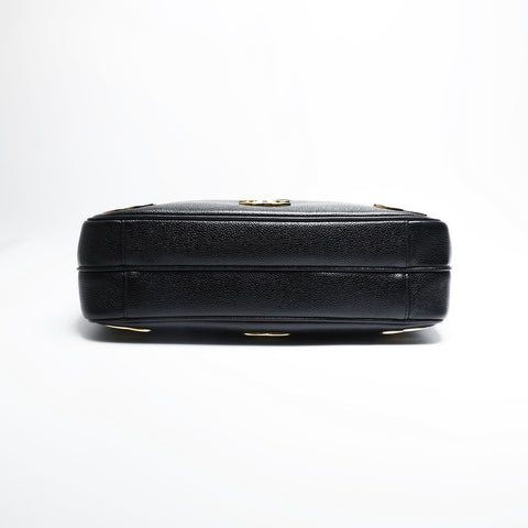 CHANEL No. 3 1994-1996 Caviar Skin Triple Coco Tote Shoulder Bag black WS23485