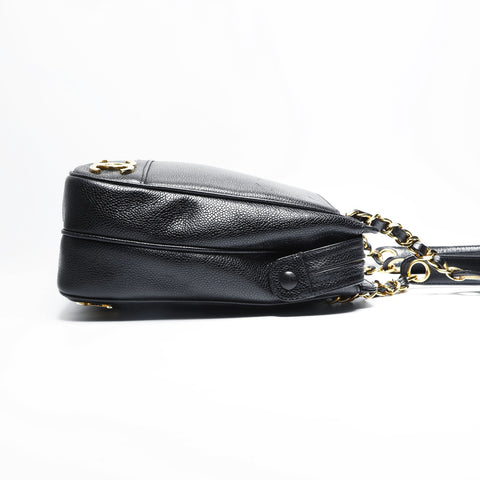 CHANEL No. 3 1994-1996 鱼子酱皮三重可可托特包 单肩包 黑色 WS23485