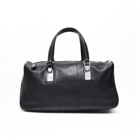 CHANEL No. 7 2002-2003 Chocobar Lambskin Bowling Bag Handbag black WS23486