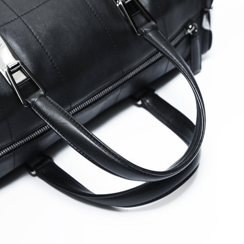 CHANEL No. 7 2002-2003 Chocobar Lambskin Bowling Bag Handbag black WS23486