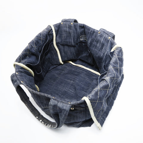 CHANEL 10 series 2005-2006 Denim COCO Mark Tote Bag Navy WS23487