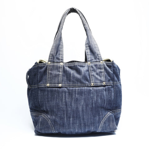 CHANEL 10 series 2005-2006 Denim COCO Mark Tote Bag Navy WS23487
