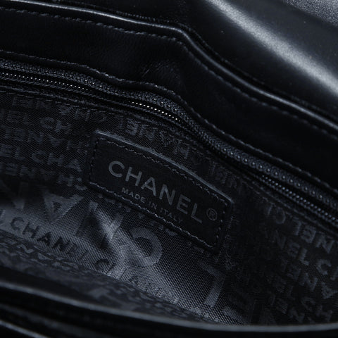 CHANEL 10 Series 2005-2006 Velour Camellia Single Chain Shoulder Bag black WS23489