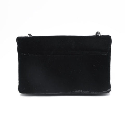 CHANEL 10 Series 2005-2006 Velour Camellia Single Chain Shoulder Bag black WS23489