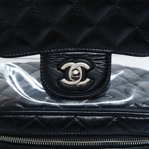 CHANEL 25th series 2018 Matelasse Chain Clear Shoulder Bag black WS23491
