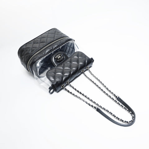 CHANEL 25th series 2018 Matelasse Chain Clear Shoulder Bag black WS23491