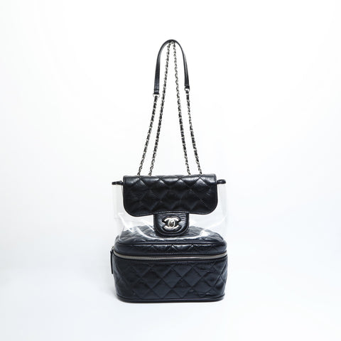 CHANEL 25th series 2018 Matelasse Chain Clear Shoulder Bag black WS23491