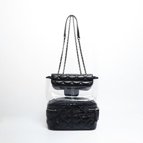 CHANEL 25th series 2018 Matelasse Chain Clear Shoulder Bag black WS23491