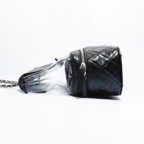 CHANEL 25th series 2018 Matelasse Chain Clear Shoulder Bag black WS23491