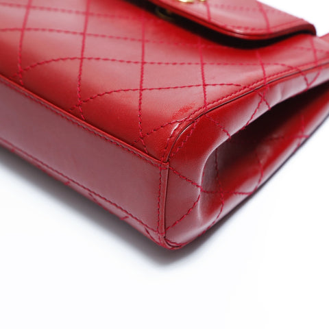 CHANEL No. 5 1997-1999 Lambskin Bicolor Mini Turnlock Handbag Red WS23492