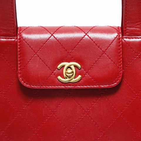 CHANEL No. 5 1997-1999 Lambskin Bicolor Mini Turnlock Handbag Red WS23492