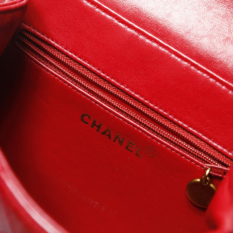 CHANEL No. 5 1997-1999 Lambskin Bicolor Mini Turnlock Handbag Red WS23492