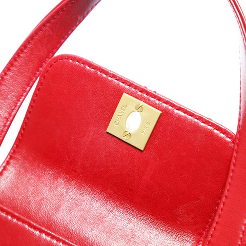 CHANEL No. 5 1997-1999 Lambskin Bicolor Mini Turnlock Handbag Red WS23492