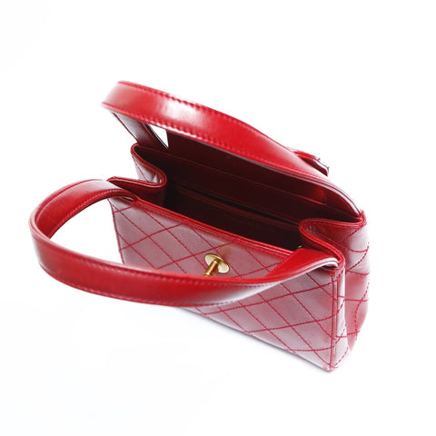 CHANEL No. 5 1997-1999 Lambskin Bicolor Mini Turnlock Handbag Red WS23492