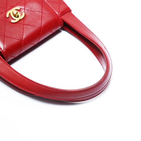 CHANEL No. 5 1997-1999 Lambskin Bicolor Mini Turnlock Handbag Red WS23492
