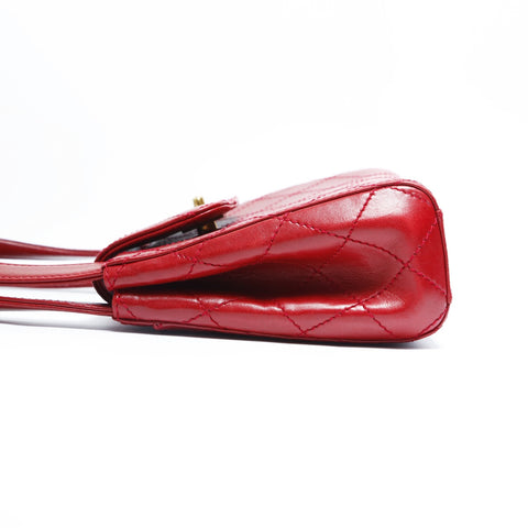 CHANEL No. 5 1997-1999 Lambskin Bicolor Mini Turnlock Handbag Red WS23492