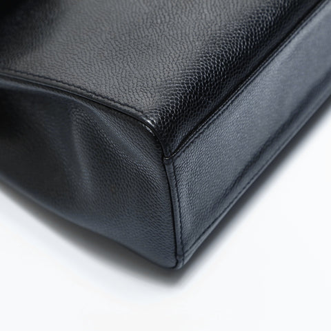 CHANEL No. 6 2000-2002 Top Handle Caviar Leather Turn Lock Handbag black WS23493