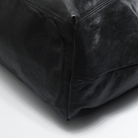 CHANEL 10 series 2005-2006 Coco Cabas Caviar Skin Chain Tote Shoulder Bag black WS23494