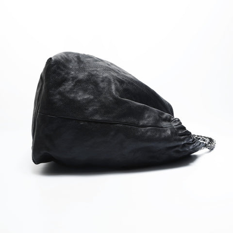 CHANEL 10 series 2005-2006 Coco Cabas Caviar Skin Chain Tote Shoulder Bag black WS23494