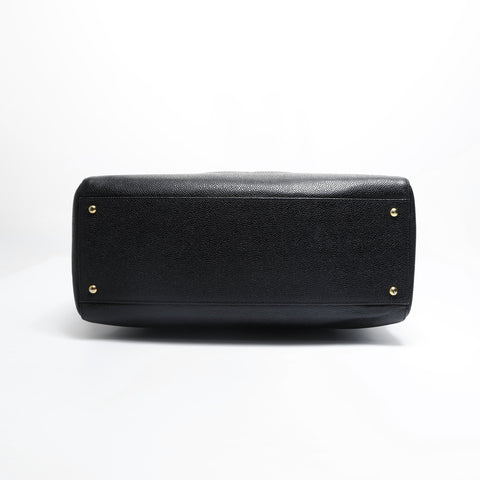 CHANEL No. 5 1997-1999 Caviar Skin Chain Tote Bag with Large COCO Mark Shoulder Bag black WS23495