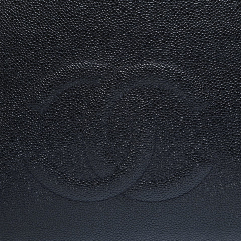 CHANEL No. 5 1997-1999 Caviar Skin Chain Tote Bag with Large COCO Mark Shoulder Bag black WS23495