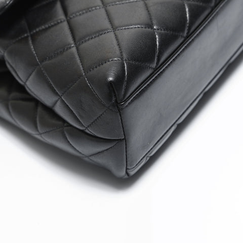 CHANEL No. 4 1996-1997 Lambskin Top Handle Kelly Style Matelasse Handbag black WS23496