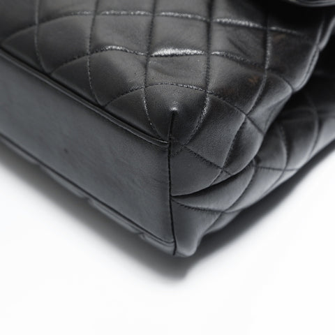 CHANEL No. 4 1996-1997 Lambskin Top Handle Kelly Style Matelasse Handbag black WS23496