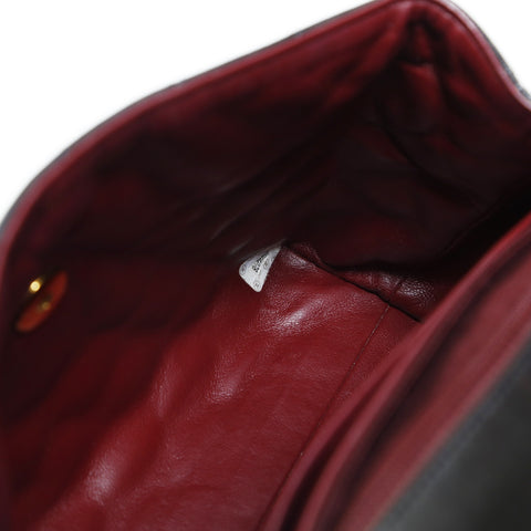 CHANEL No. 4 1996-1997 Lambskin Top Handle Kelly Style Matelasse Handbag black WS23496