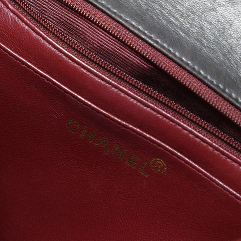 CHANEL No. 4 1996-1997 Lambskin Top Handle Kelly Style Matelasse Handbag black WS23496