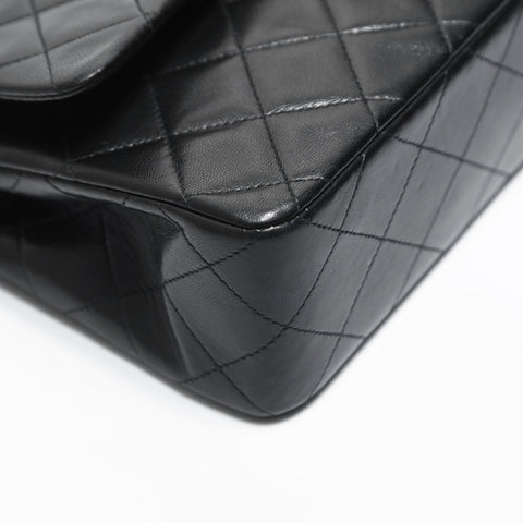 CHANEL No. 2 1991-1994 Lambskin Mini Matelasse 9.1" Classic Double Flap Shoulder Bag black WS23497