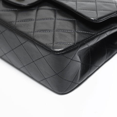 CHANEL No. 2 1991-1994 Lambskin Mini Matelasse 9.1" Classic Double Flap Shoulder Bag black WS23497