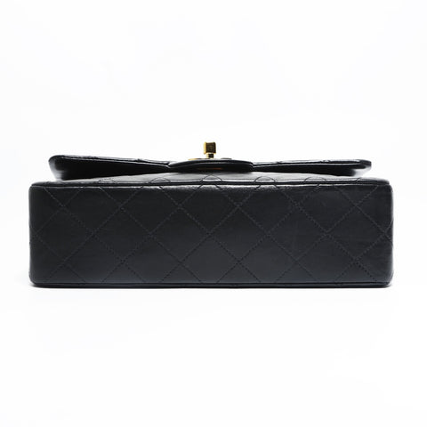 CHANEL No. 2 1991-1994 Lambskin Mini Matelasse 9.1" Classic Double Flap Shoulder Bag black WS23497