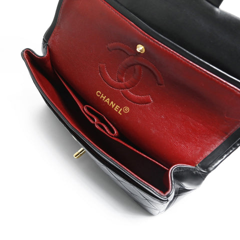 CHANEL No. 2 1991-1994 Lambskin Mini Matelasse 9.1" Classic Double Flap Shoulder Bag black WS23497