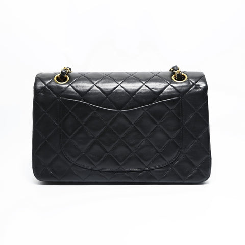 CHANEL No. 2 1991-1994 Lambskin Mini Matelasse 9.1" Classic Double Flap Shoulder Bag black WS23497