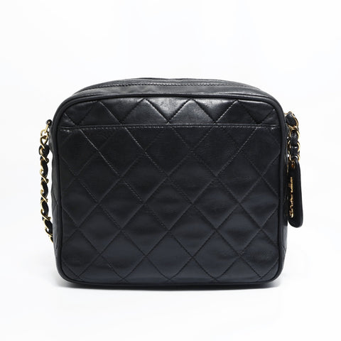 CHANEL No. 3 1994-1996 Turnlock Square Matelasse Lambskin Camera Shoulder Bag black WS23498