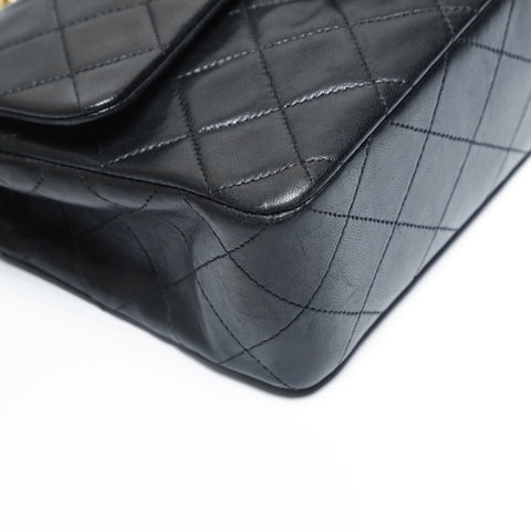 CHANEL No. 1 1989-1991 Classic Double Flap Mini Matelasse Lambskin 9.1" Shoulder Bag black WS23499