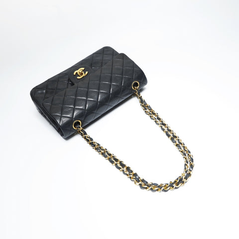 CHANEL No. 1 1989-1991 Classic Double Flap Mini Matelasse Lambskin 9.1" Shoulder Bag black WS23499