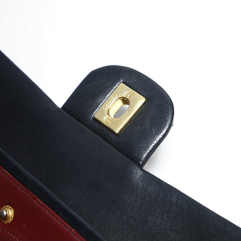 CHANEL No. 1 1989-1991 Classic Double Flap Mini Matelasse Lambskin 9.1" Shoulder Bag black WS23499