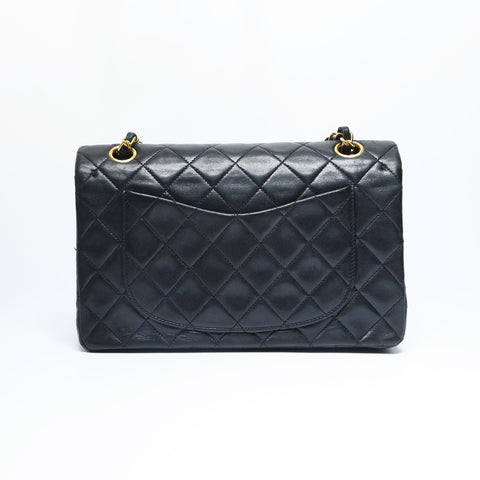 CHANEL No. 1 1989-1991 Classic Double Flap Mini Matelasse Lambskin 9.1" Shoulder Bag black WS23499