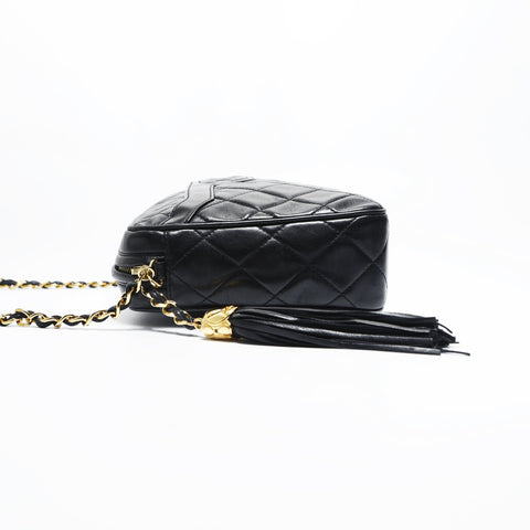 CHANEL No. 2 1992-1994 Diamond Stitch Matelasse Tassel Camera Bag Shoulder Bag black WS23500