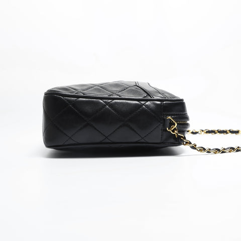 CHANEL No. 2 1992-1994 Diamond Stitch Matelasse Tassel Camera Bag Shoulder Bag black WS23500